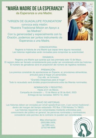 Event Flyer for Maria Madre de la Esperanza