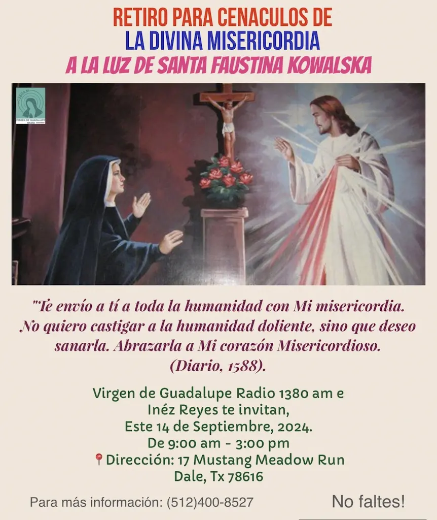 Evento VGM Retiro para Cenáculos de la Divina Misericordia 14 septiembre 2024